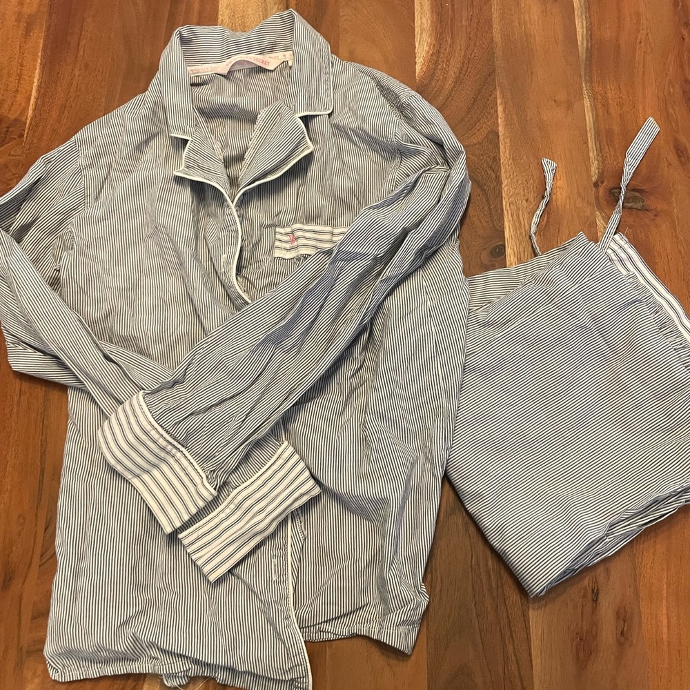 Victoria’s Secret blue pinstripe pajamas